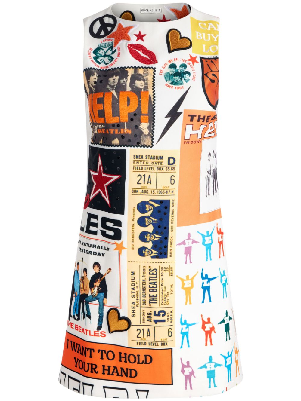 alice + olivia 여성 앨리스앤올리비아 X 비틀즈 클라이드 미니 드레스 - 화이트 CV411E89544