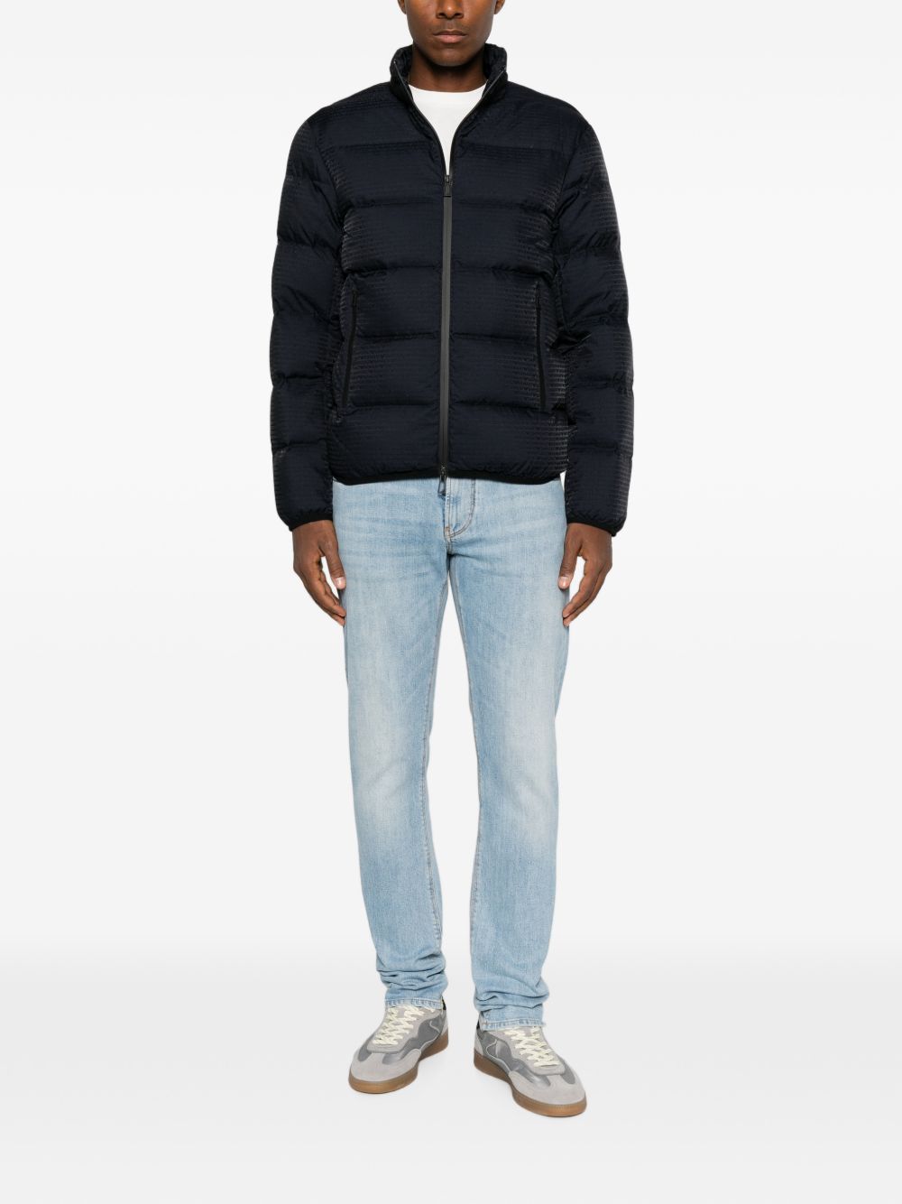 Quilted Nylon Down Jacket — Navy