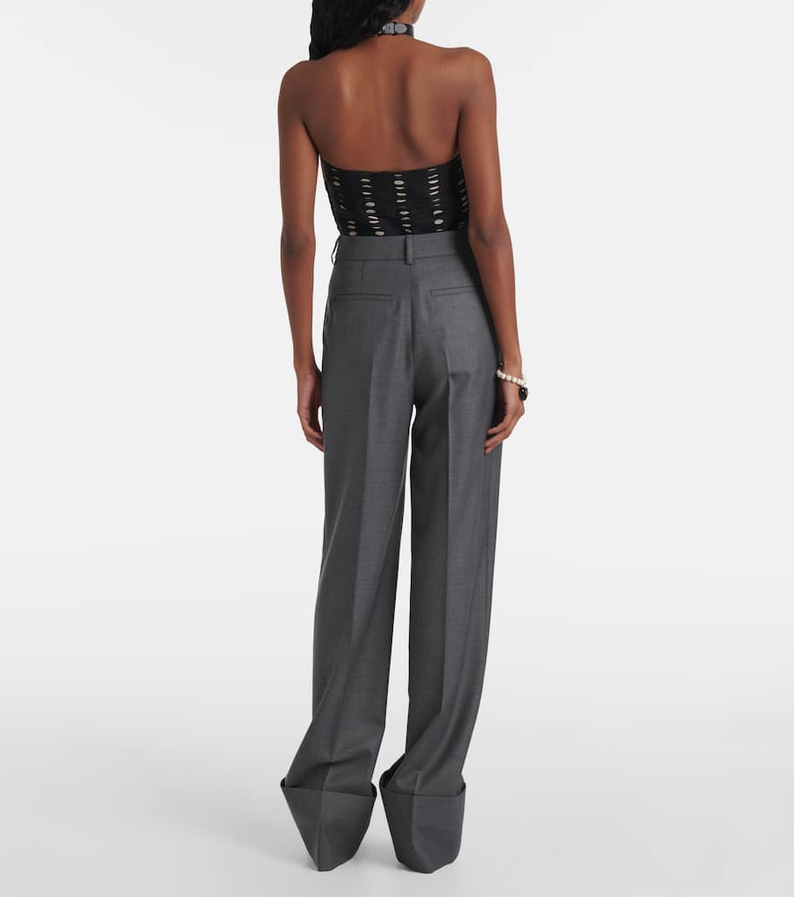 High-rise wool straight pants