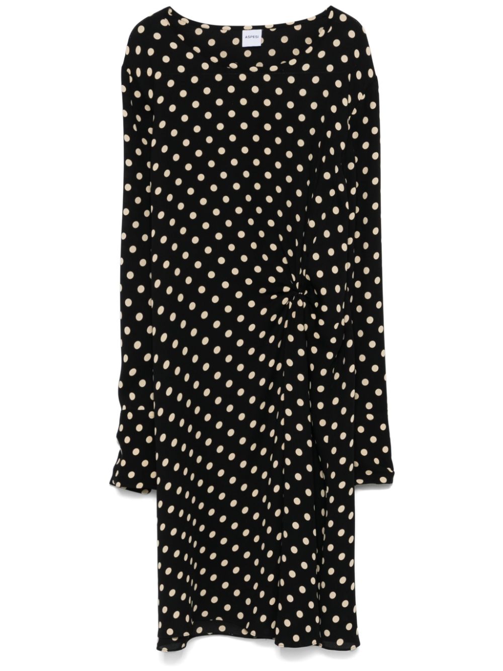 Polka-dot midi dress - Black