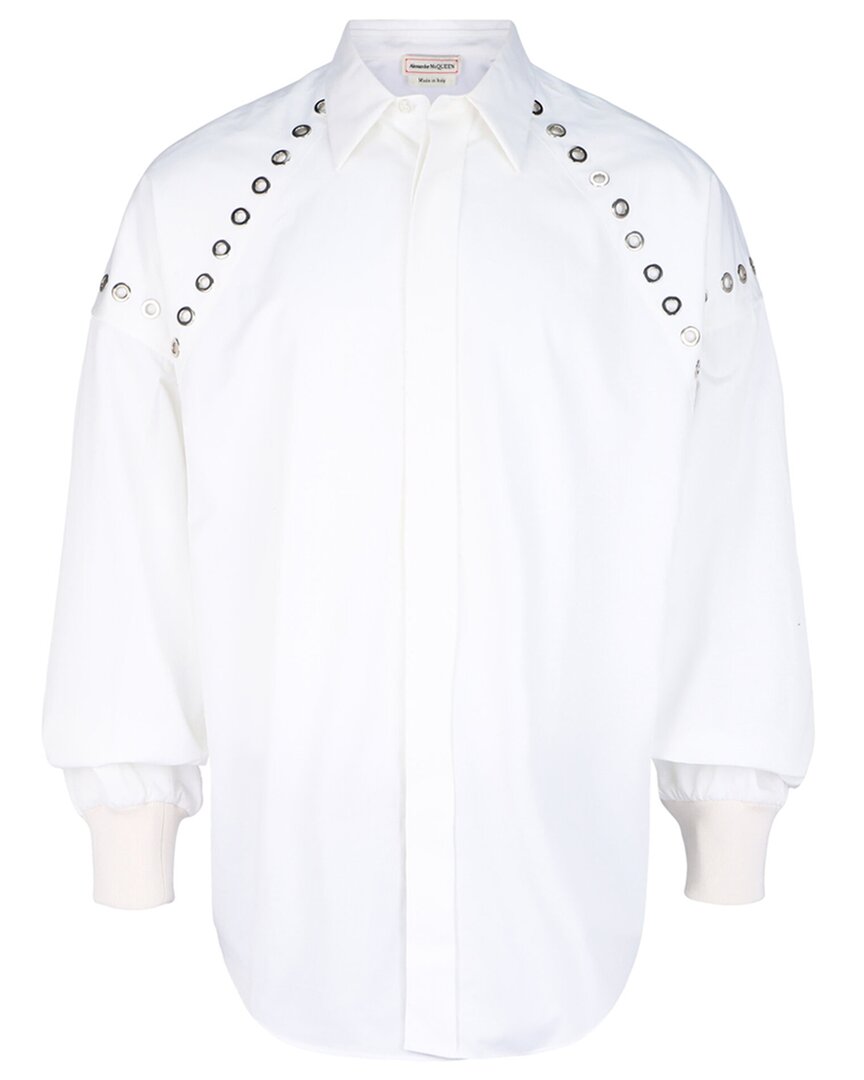 Grommet Detail Button-Up Shirt