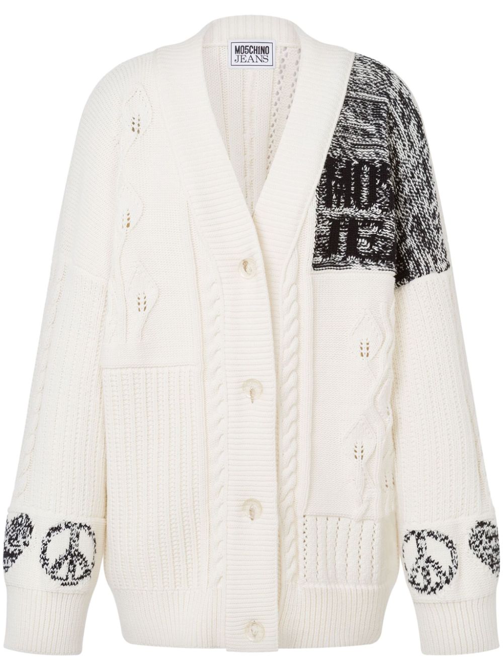 Cable-knit cardigan - White