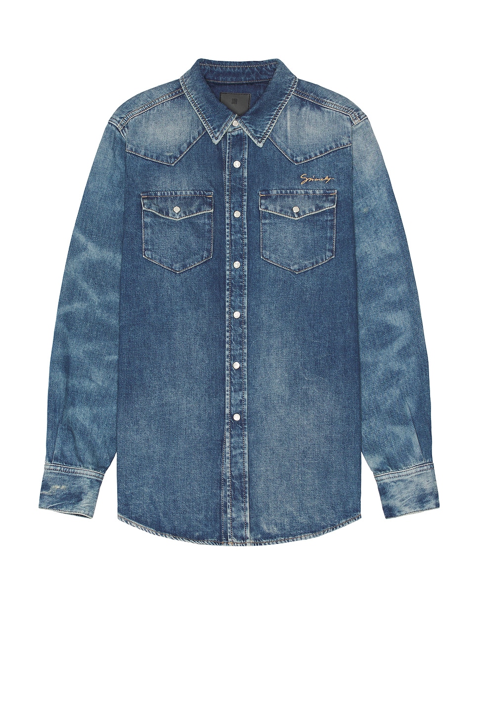Givenchy Men's Denim Shirt in Blue | Size Medium | BM61205YB6 Color 426