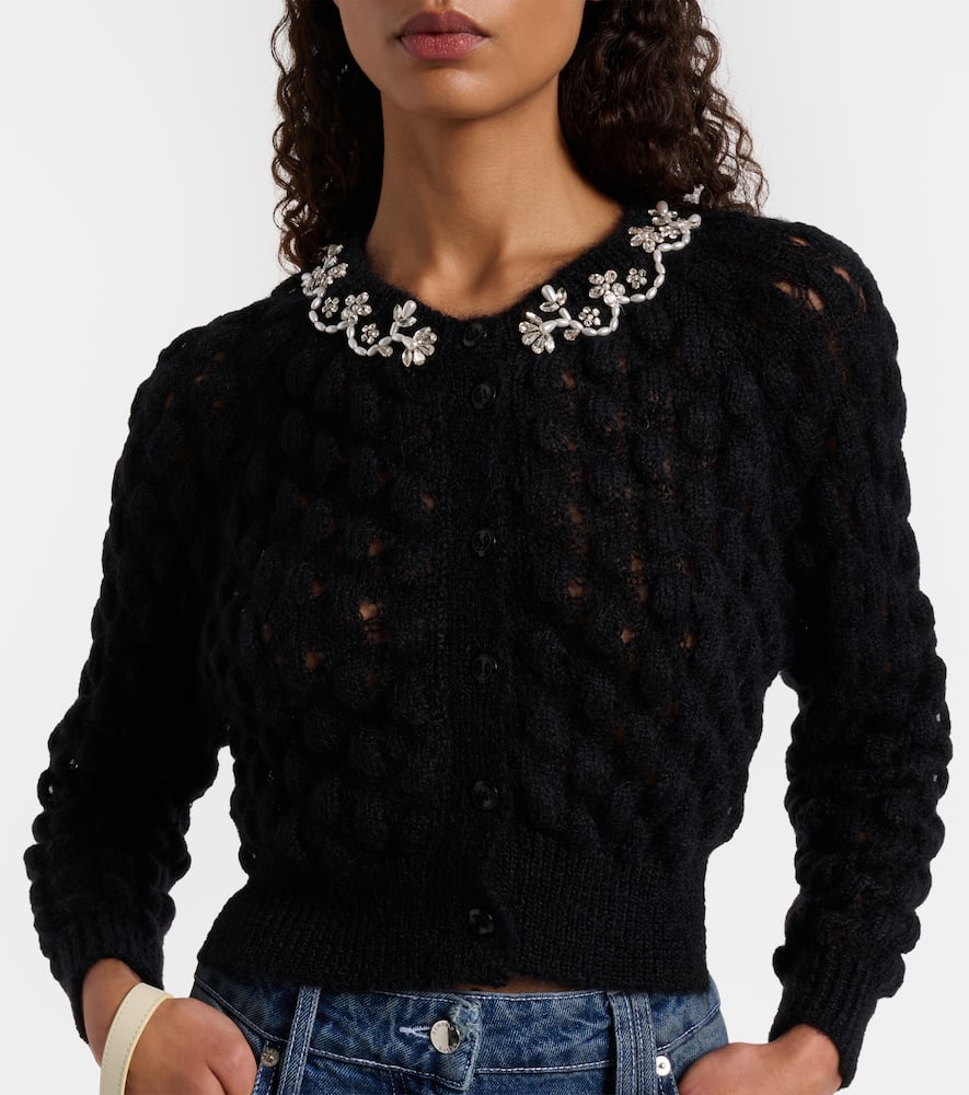 Embellished mohair-blend cardigan