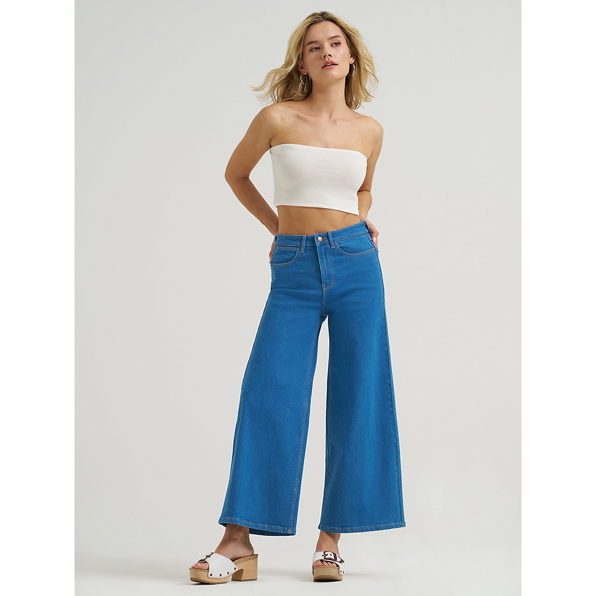 Women's Cropped Wide Leg Jean in Vintage Mid Wash