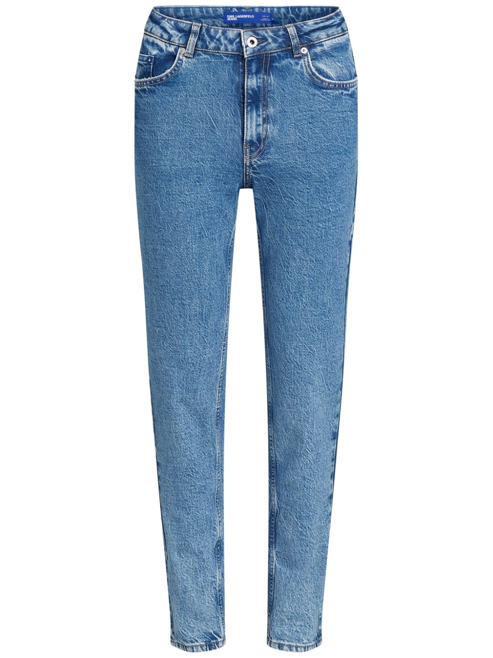Logo-patch mid-rise tapered jeans - Blue