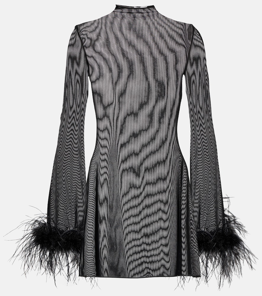 Feather-trimmed minidress