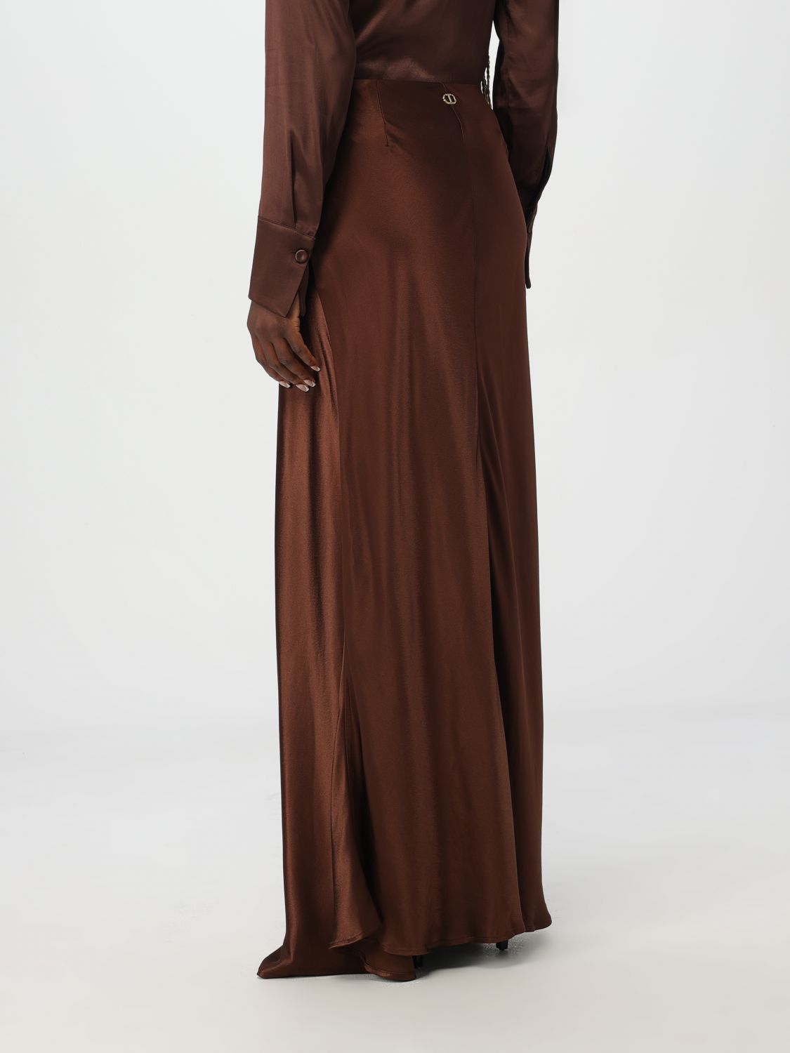 Draped satin skirt - Brown