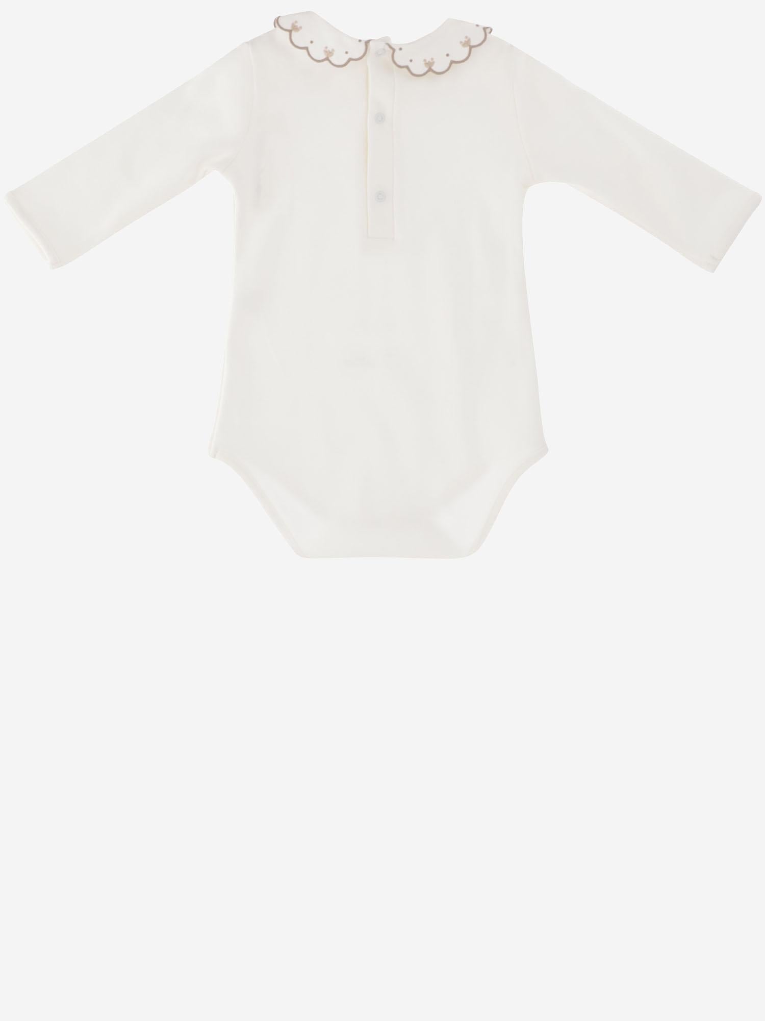Embroidered Collar Bodysuit — White