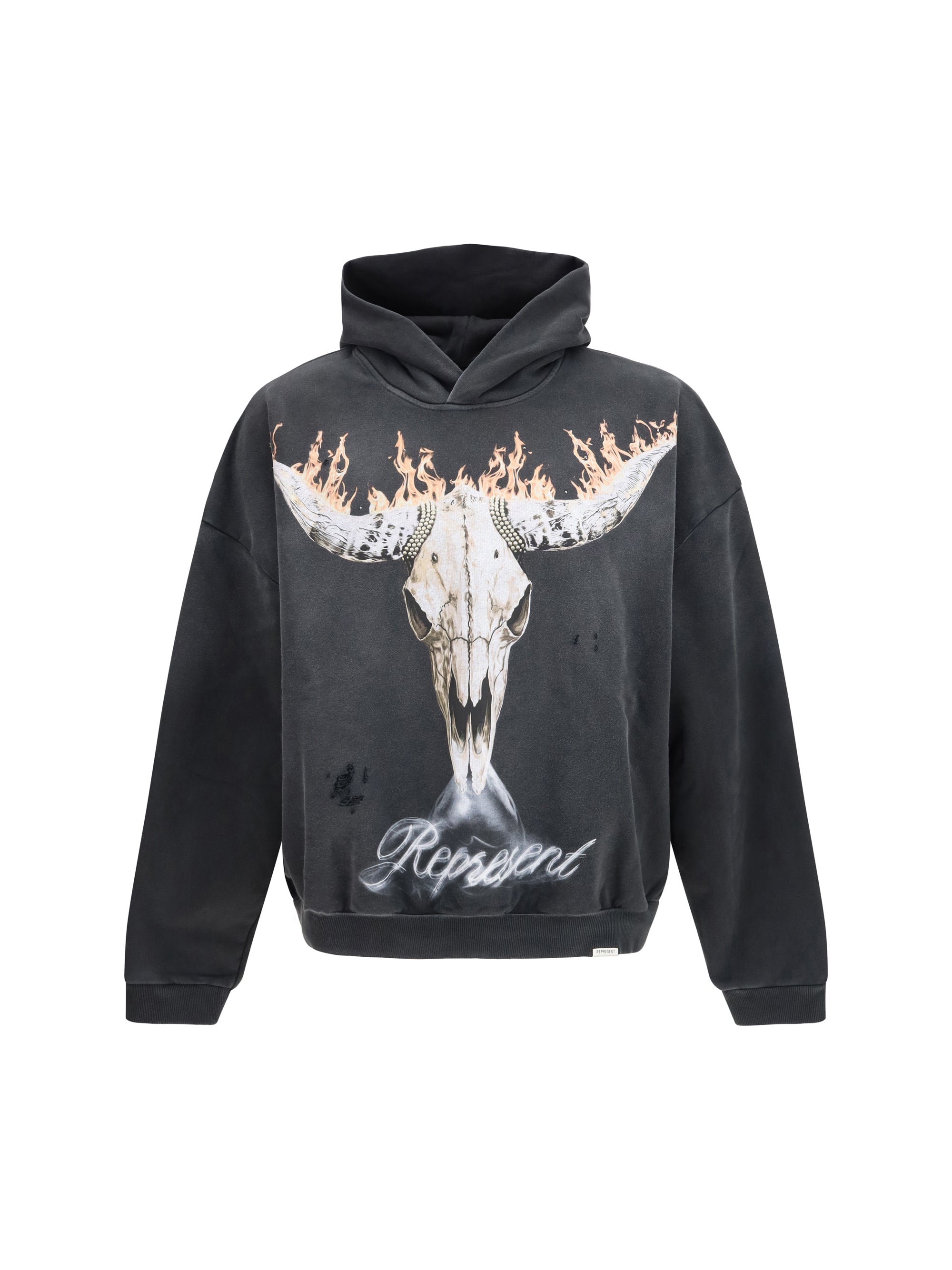 Bull Skull Graphic Hoodie — Black