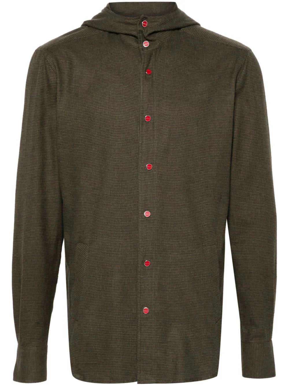 Houndstooth Cotton Hoodie — khaki