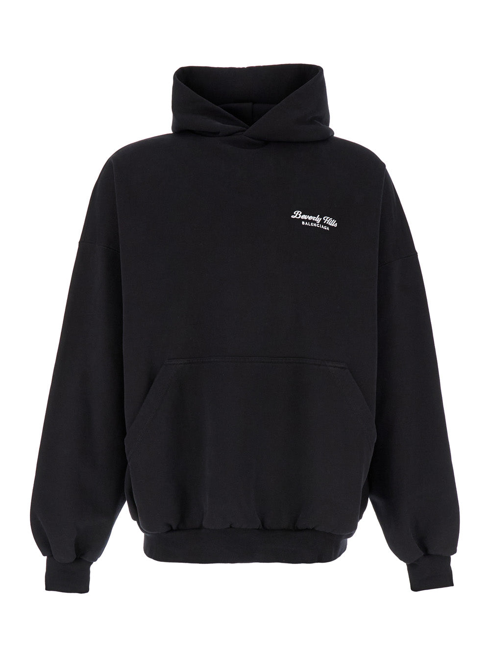 Beverly Hills Logo-Embroidered Cotton Hoodie — Black
