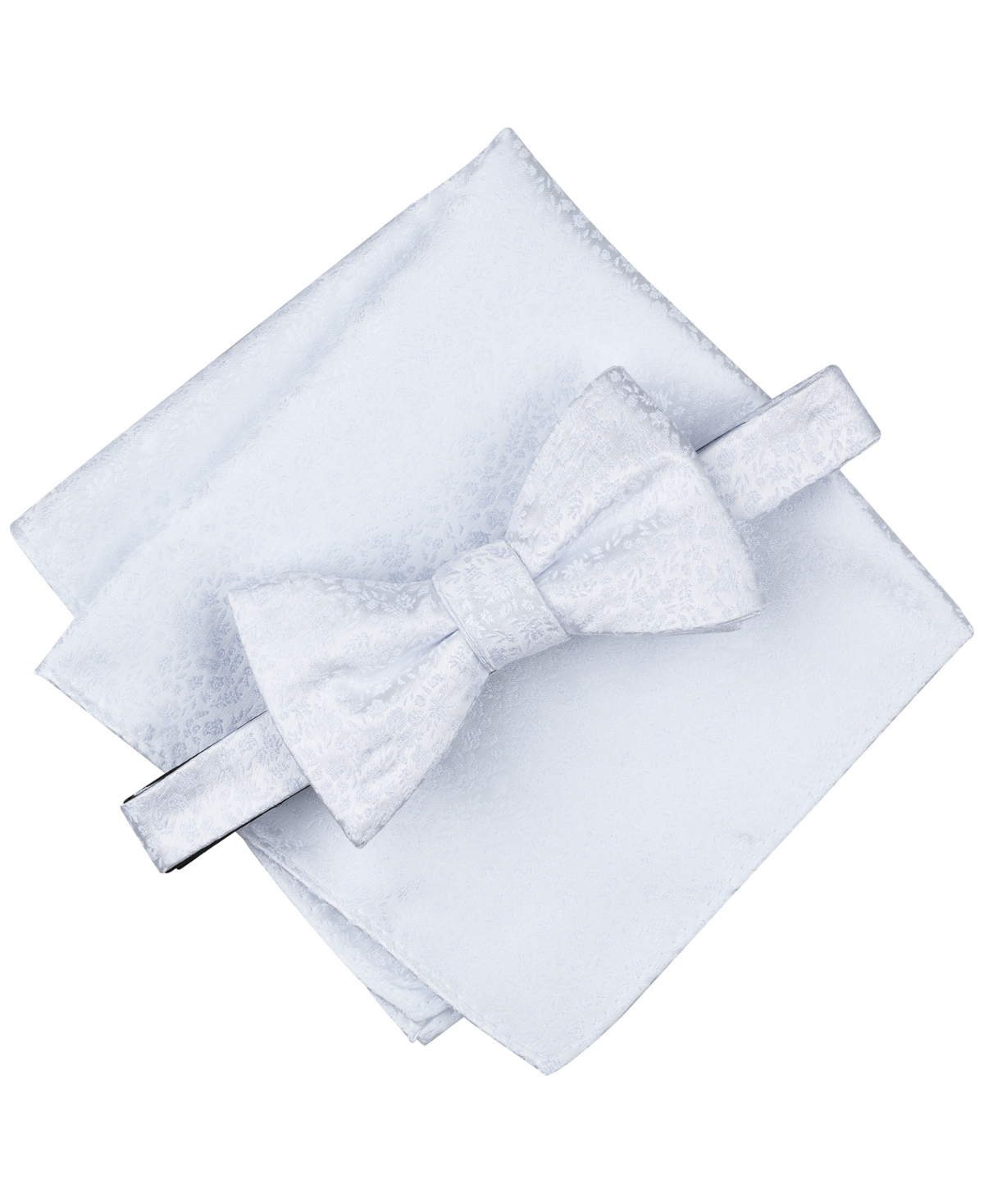 Men's Floral Bow Tie & Pocket Square Set, Exclusively at Macy's - White