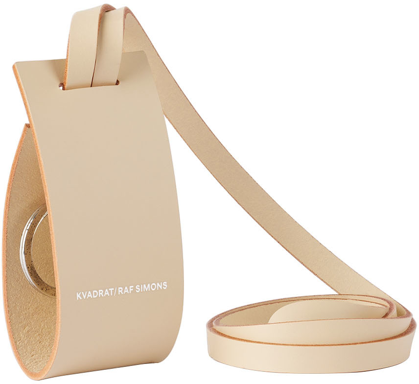 Off white leather keyring
