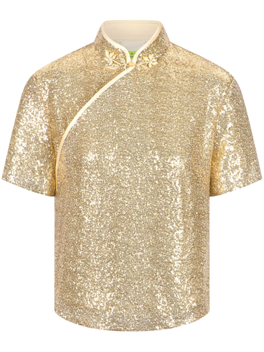 Sequin-embellished silk top - Gold