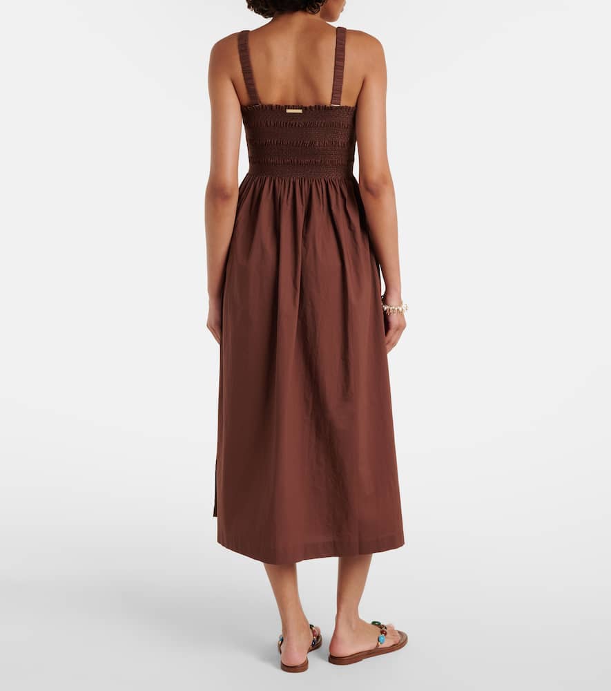Grasse shirred cotton poplin midi dress