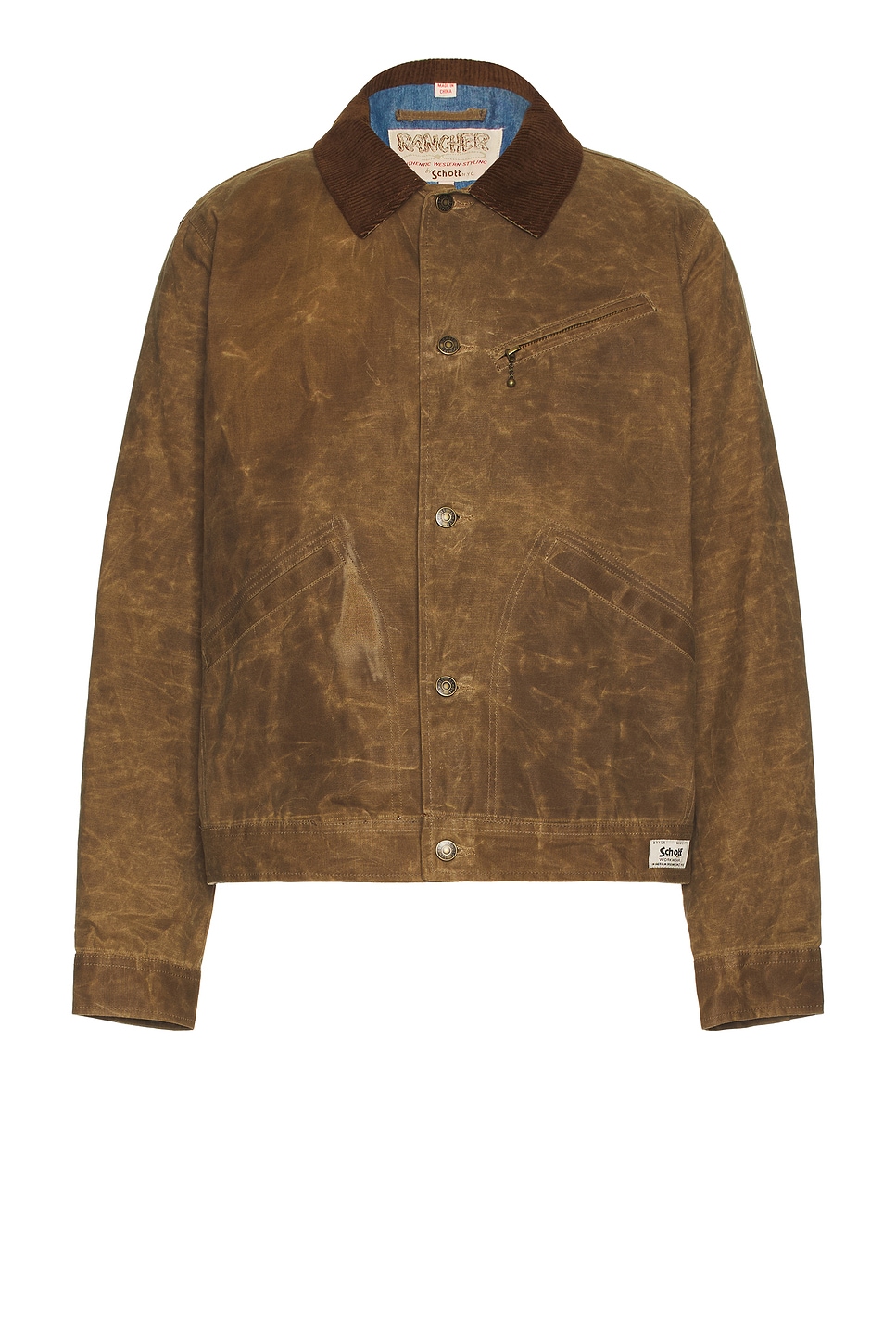 Schott Waxed Cotton Mechanic Jacket in Brown - Brown. XL/1X also in L