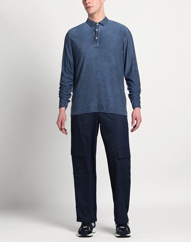 Man Polo shirt Navy Size L Viscose, Elastane