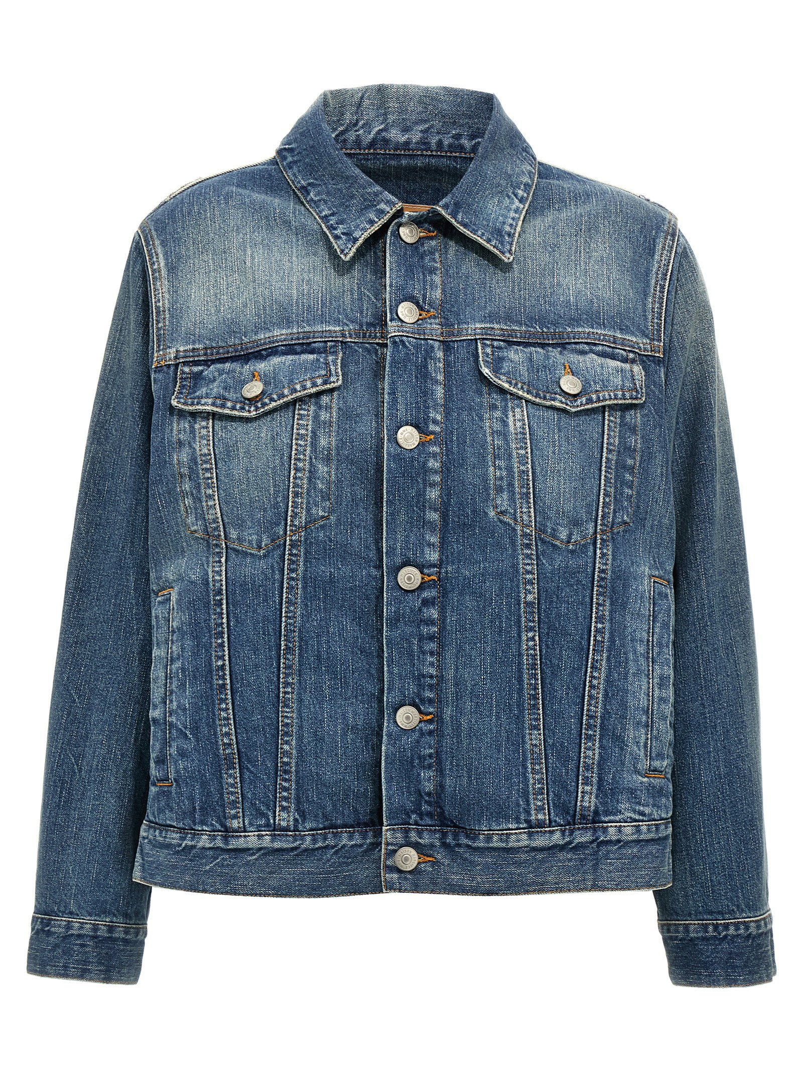 Layered Cotton Denim Jacket — blue