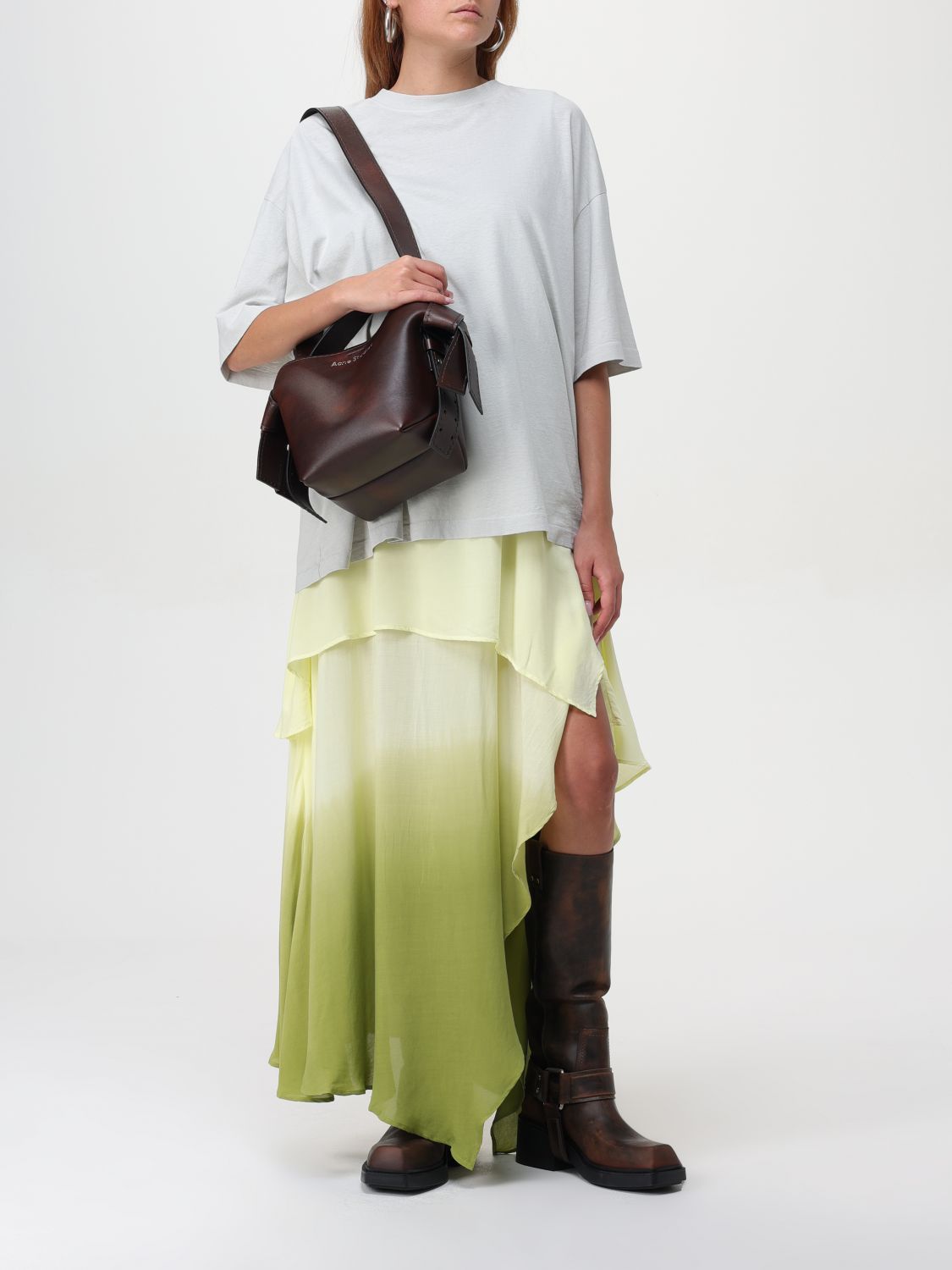 Small Musubi leather tote bag - Brown