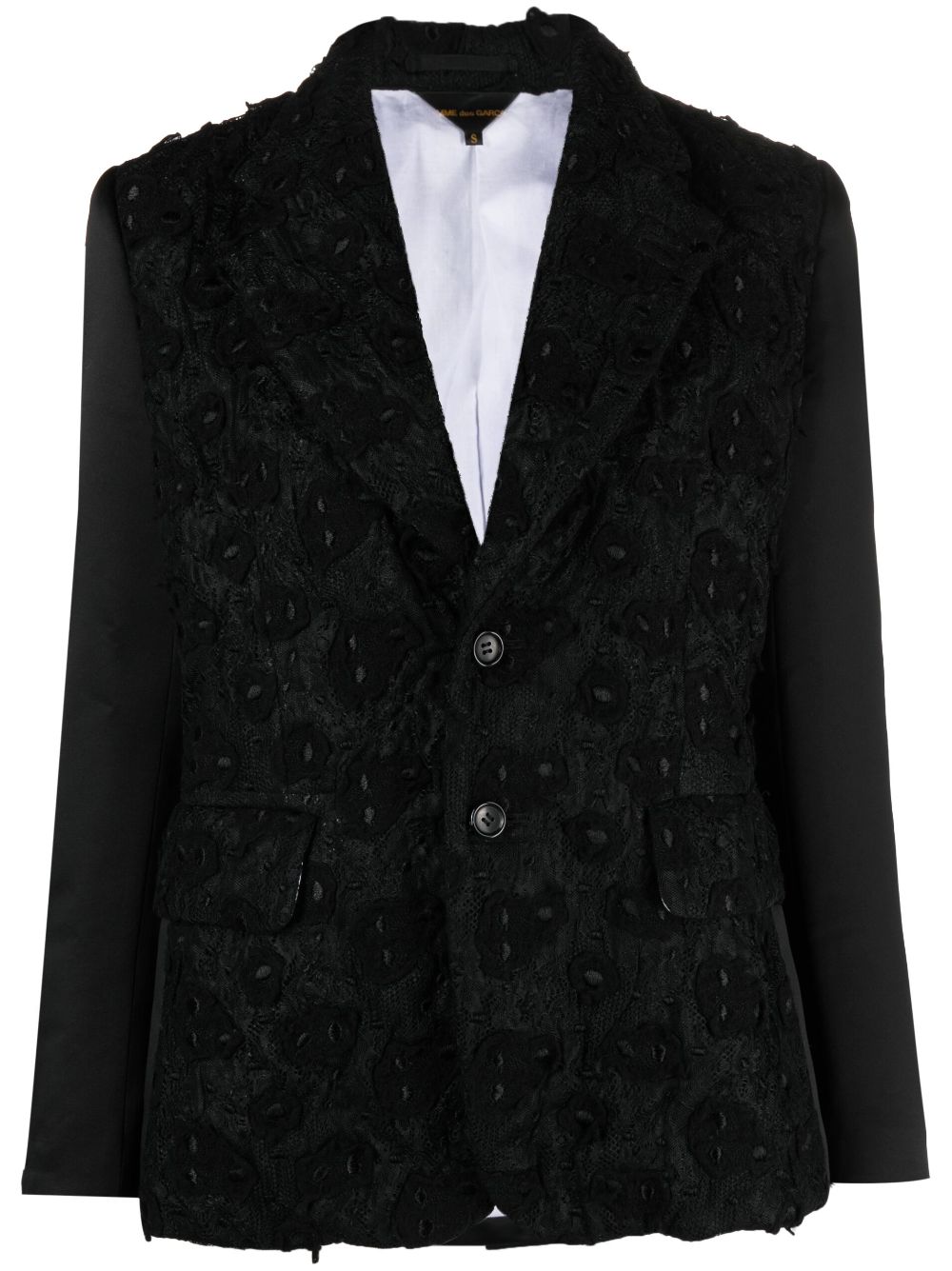 Embroidered single-breasted blazer - Black