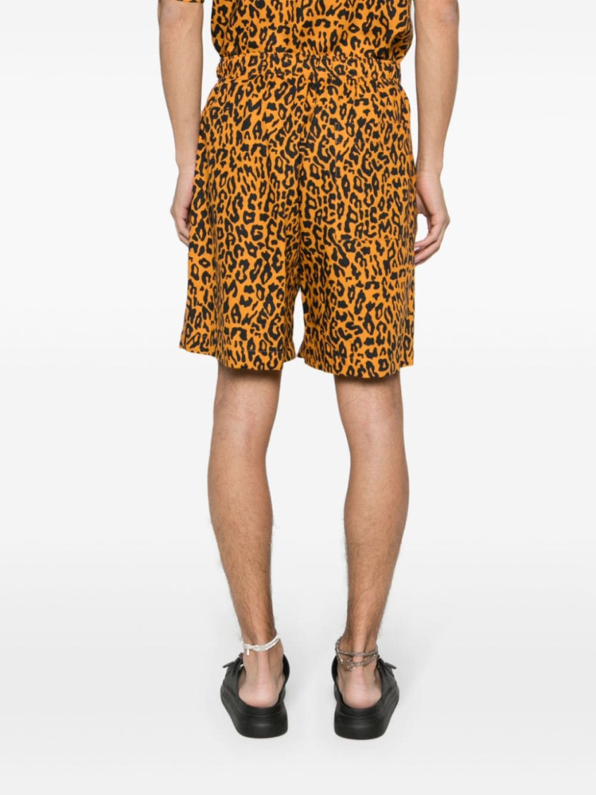 Leopard-print poplin shorts - Orange