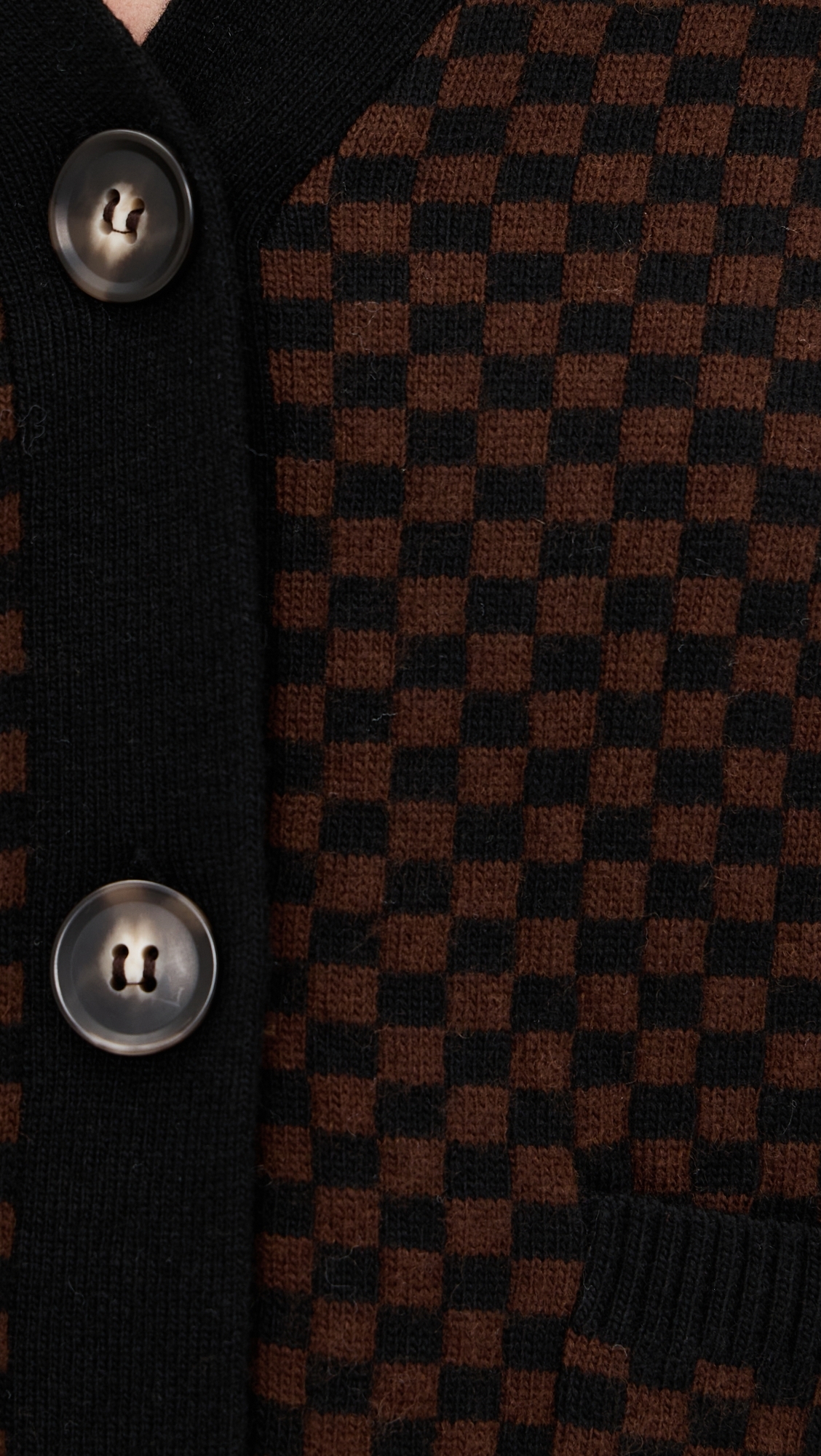 Annie Checkerboard Cardigan Oatmeal/Khaki