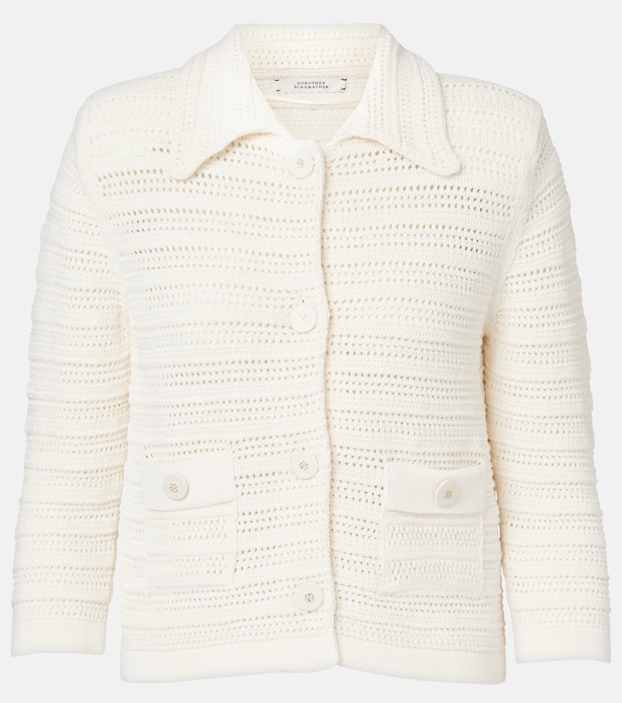 Precise Pointelle cotton-blend cardigan