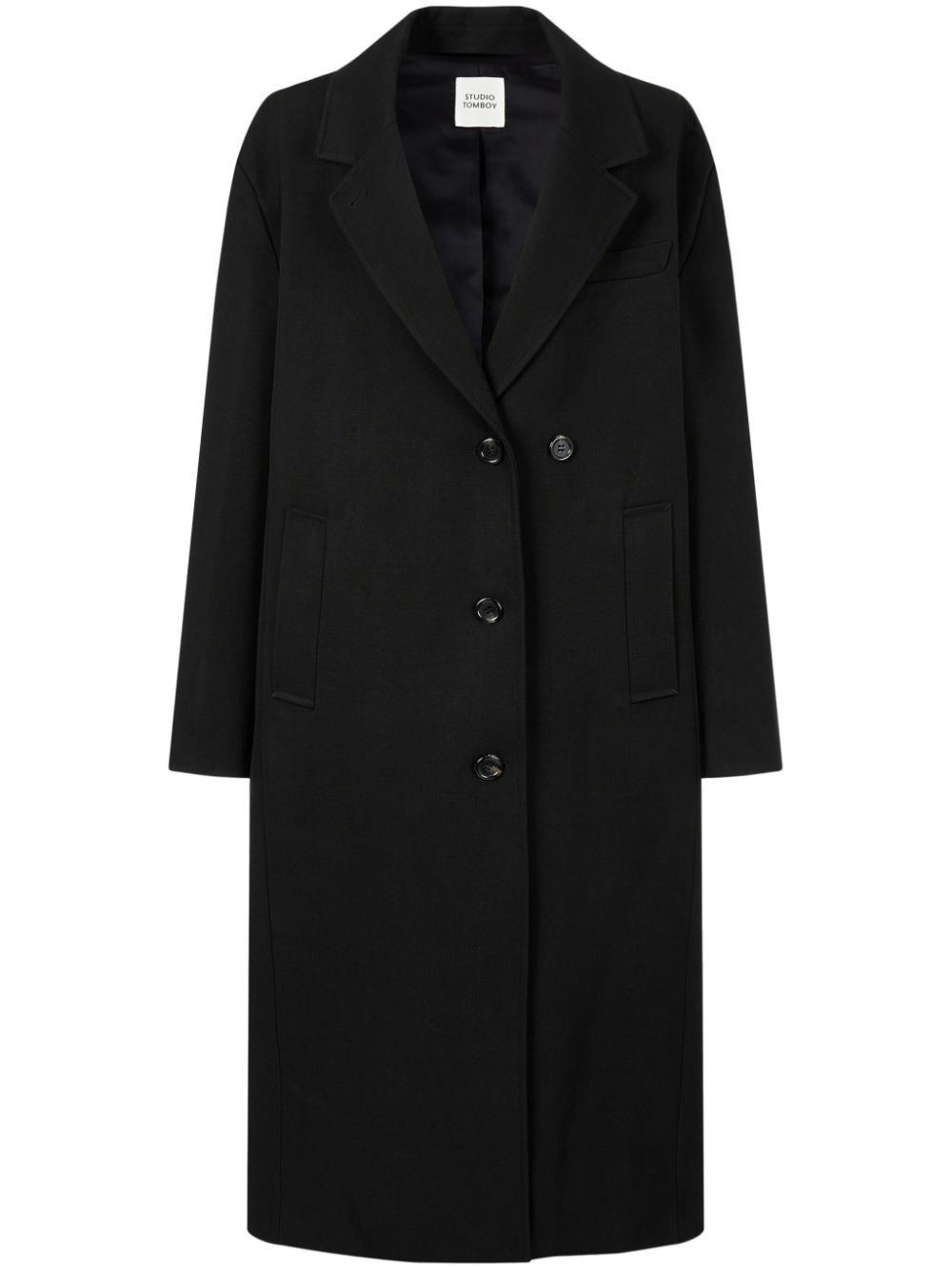Single-breasted notched-lapels coat - Black