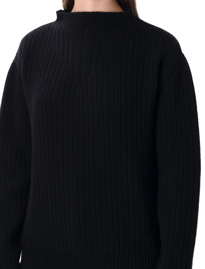 Al Pull Opens Back Long Sleeve Wool Knit Knitwear Black