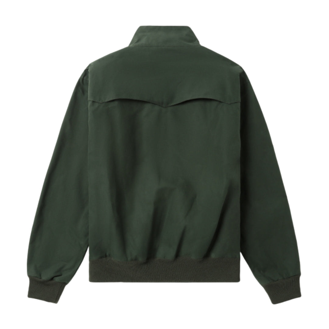 Fred Perry Mens Made In England Waxed Night Green Harrington Jacket - Dark Green Cotton - Sma