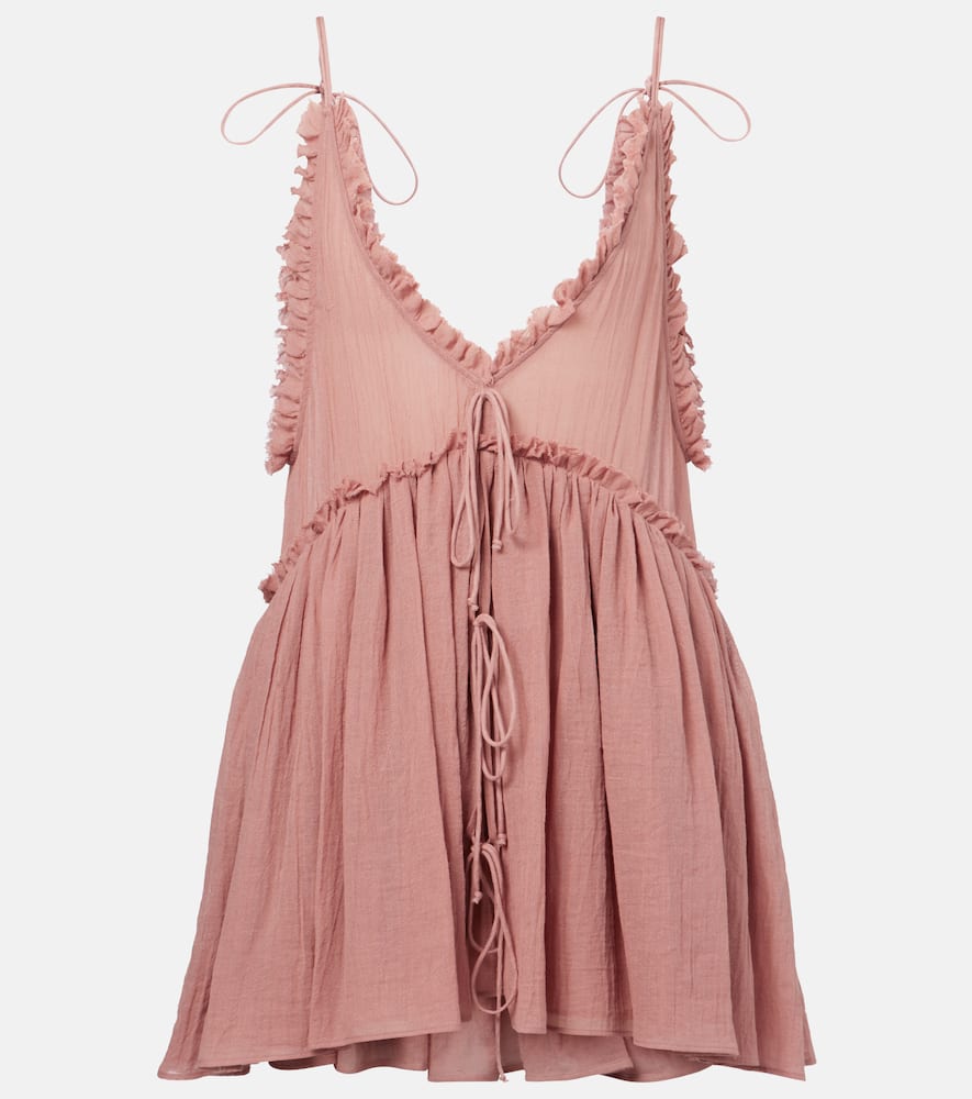 Ruffled cotton gauze minidress