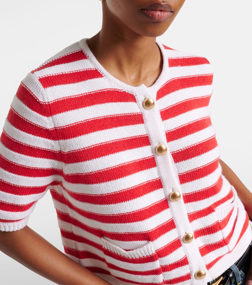 Striped cotton and cashmere cardigan
