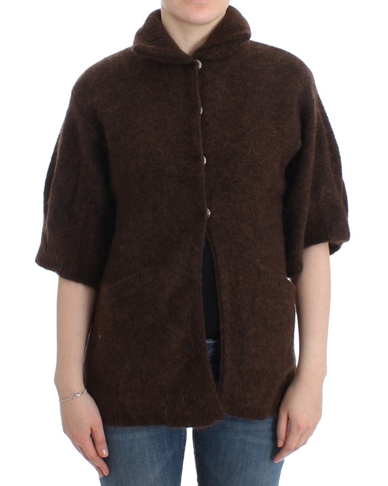 Mohair Knit Cardigan — Brown