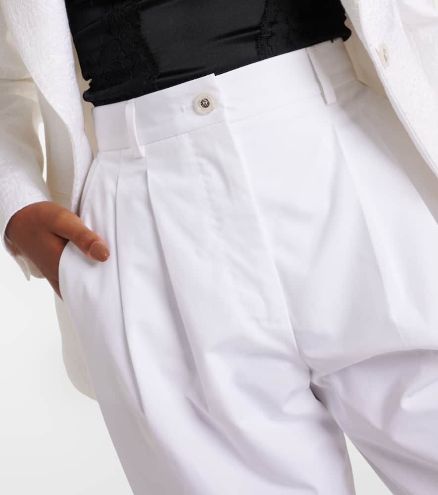 High-rise cotton straight pants