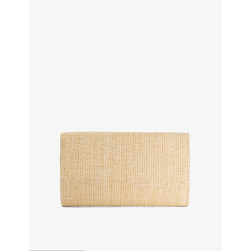 Womens Gold-metallic Fabric Ballads Woven Clutch bag 