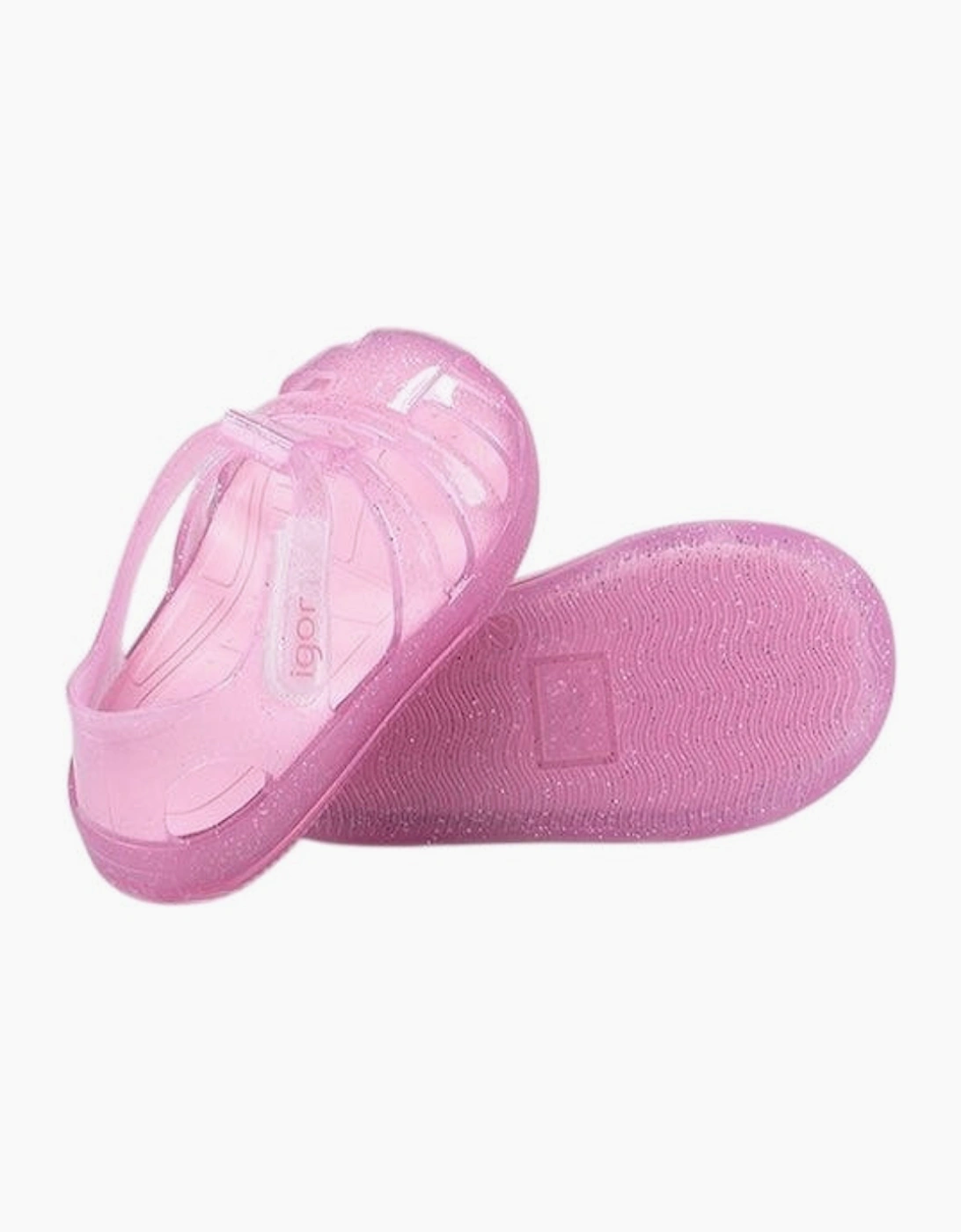 Igor Girl's Girls Pale Pink Glitter Velcro Strap Jelly Sanda