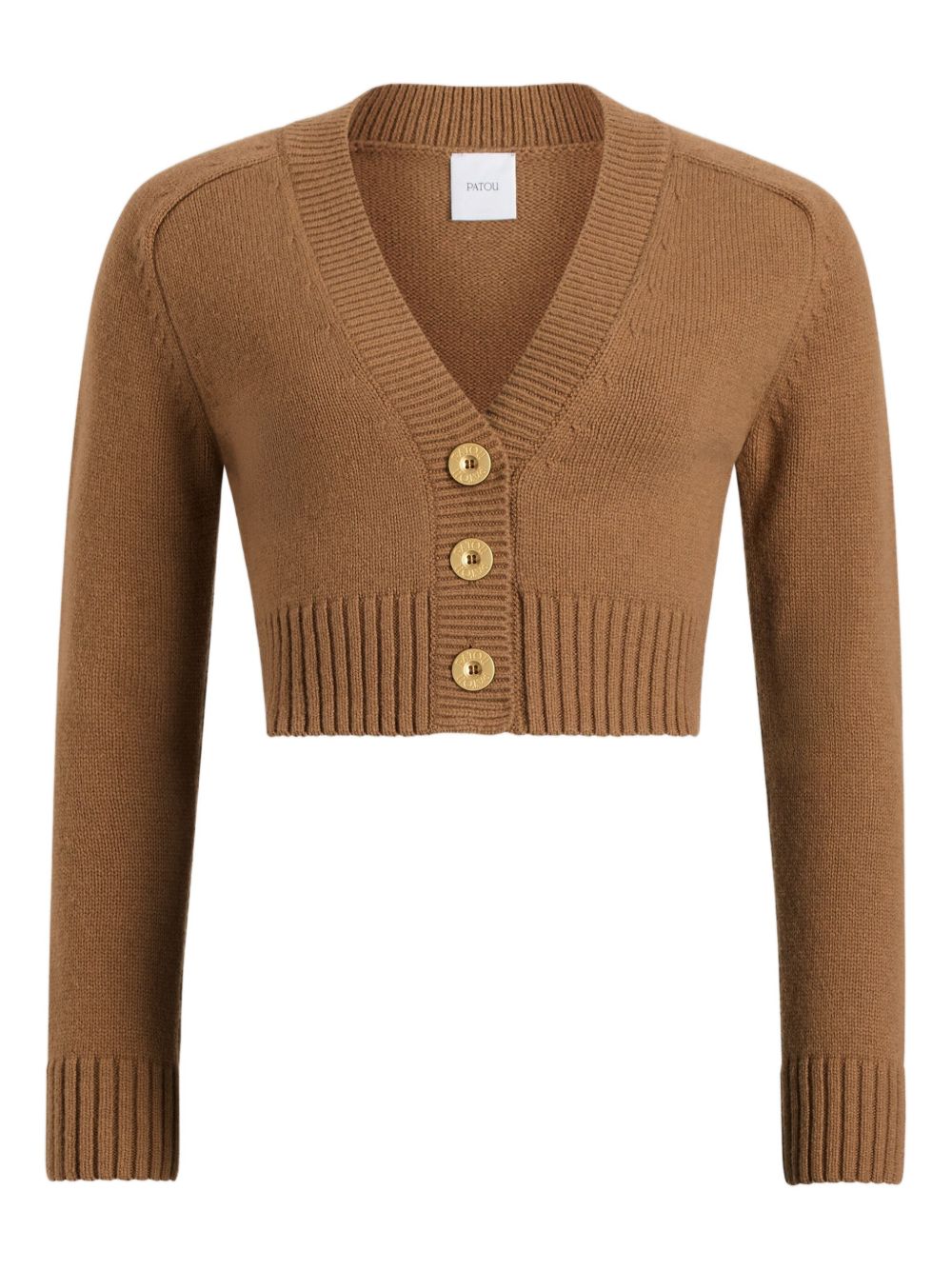 Button-embellished elbow-patch cardigan - Brown