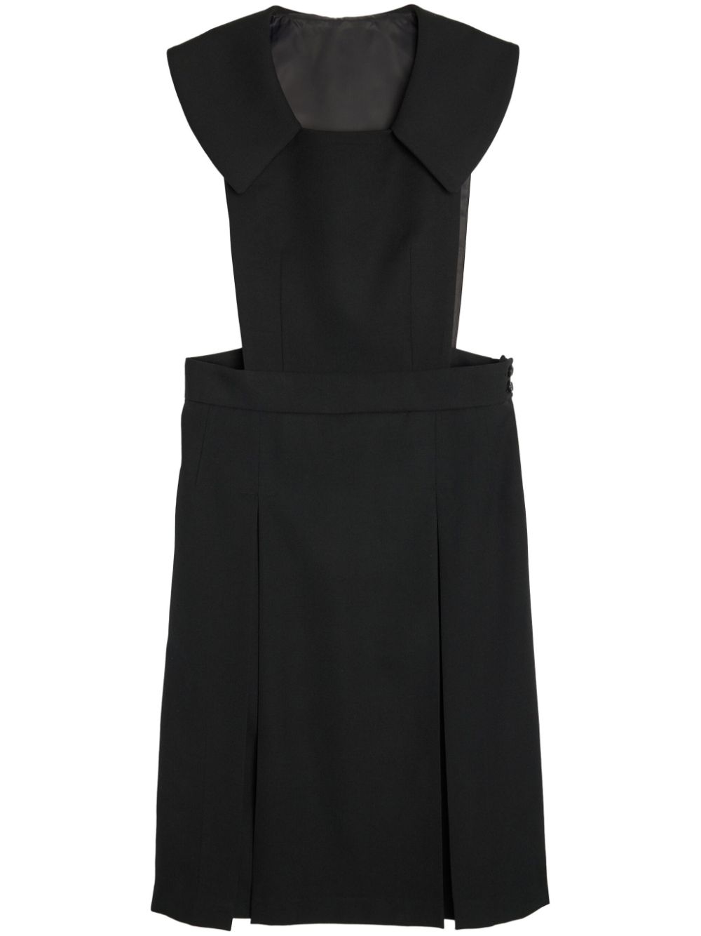 Wool overall midi dress - Black