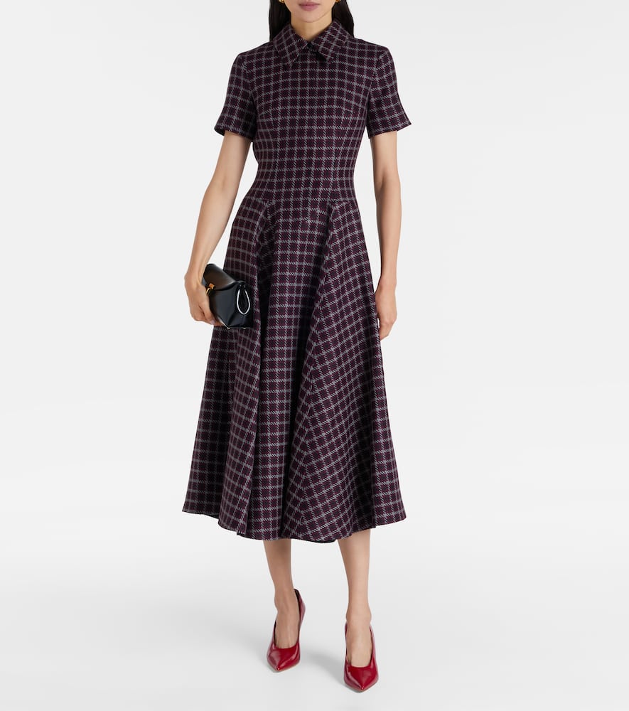 Jody houndstooth wool-blend midi dress