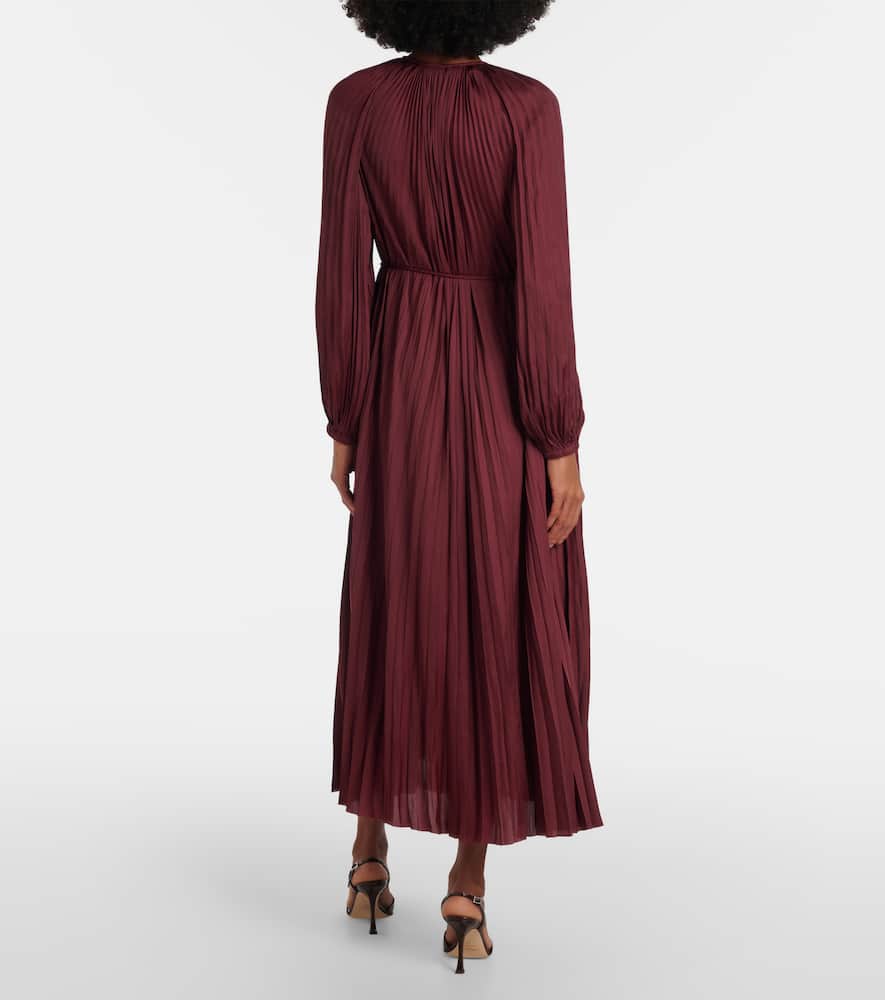 Alexia satin plissé midi dress
