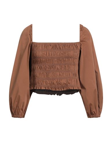 Mem. js Woman Top Brown Size 6 Cotton, Nylon, Elastane