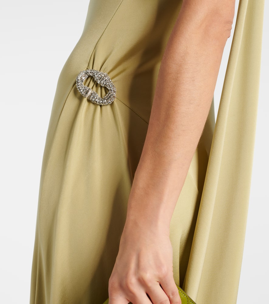 Embellished satin midi dress