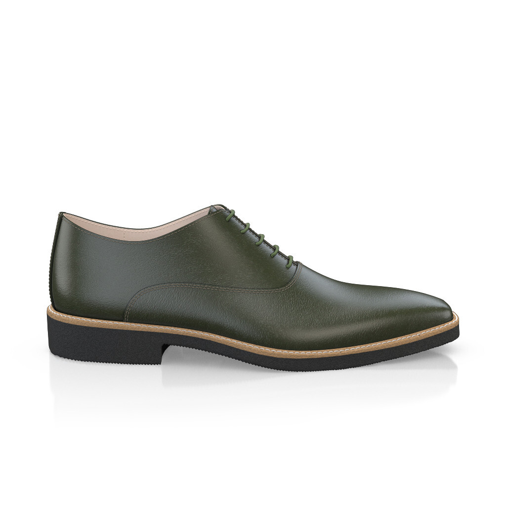 Custom Men's Plain-toe Oxford Dress Shoes Handmade in Italy - Olive Green Leather - GIROTTI