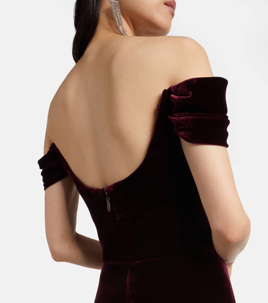 Embellished off-shoulder velvet gown