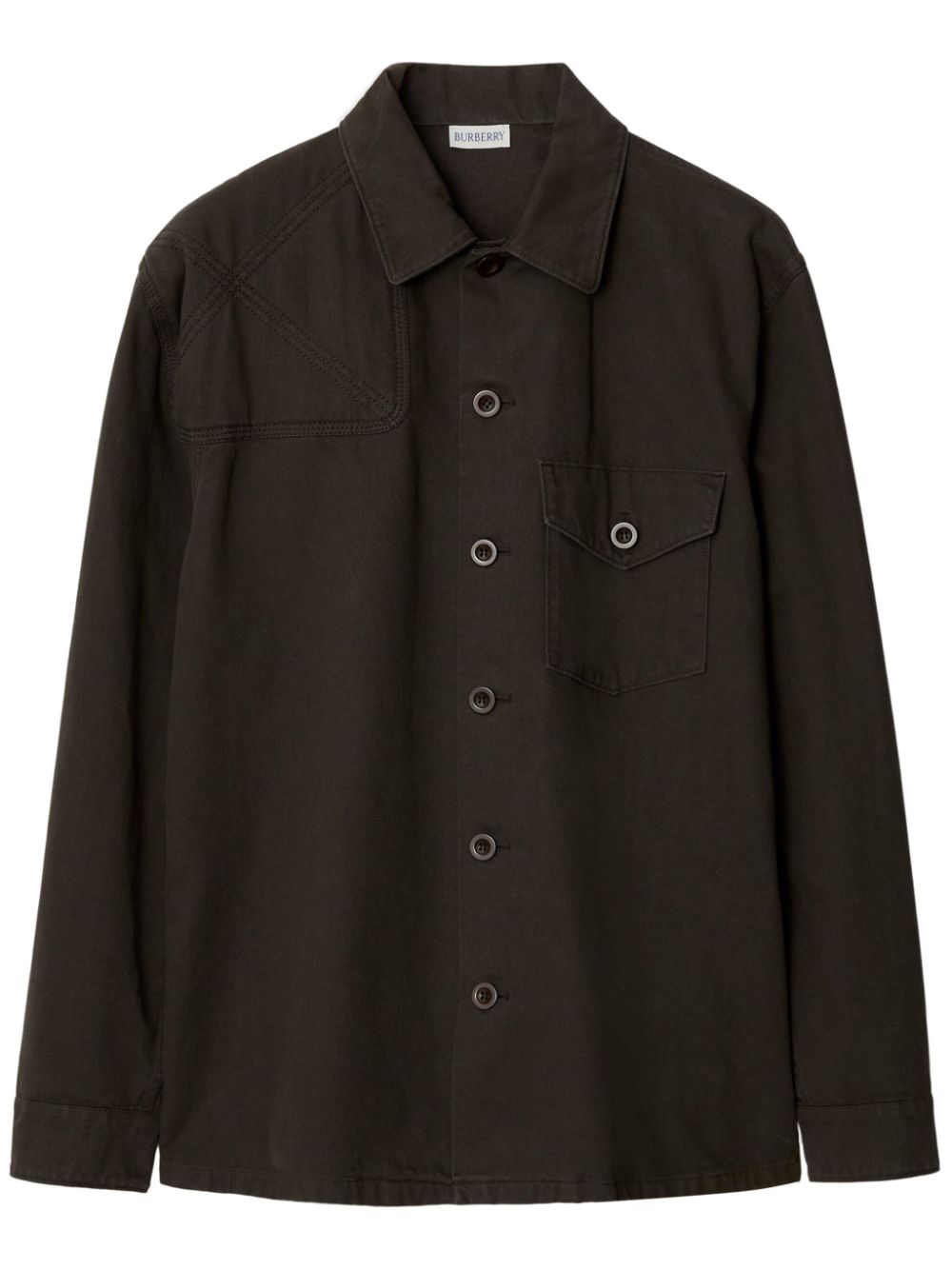 Panelled cotton shirt - Brown
