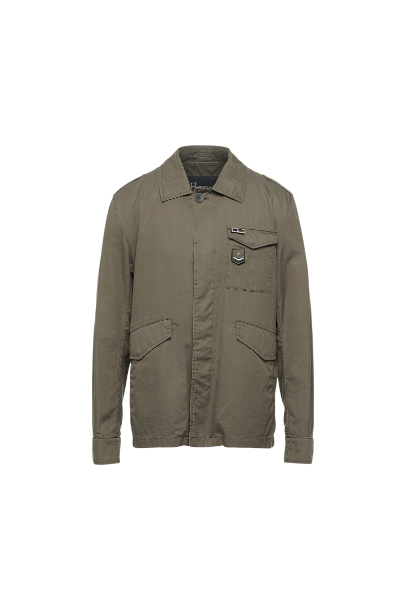 Cotton Overshirt Jacket — Green