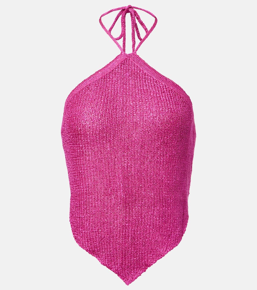 Liz knitted sequined halterneck top