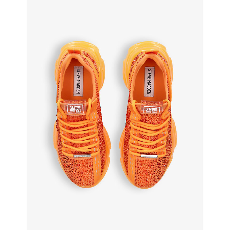 Womens Orange Mistica 575 Crystal-embellished Woven Low-top Trainers