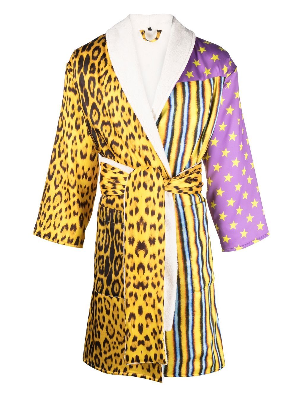 Patchwork leopard-print robe - Purple